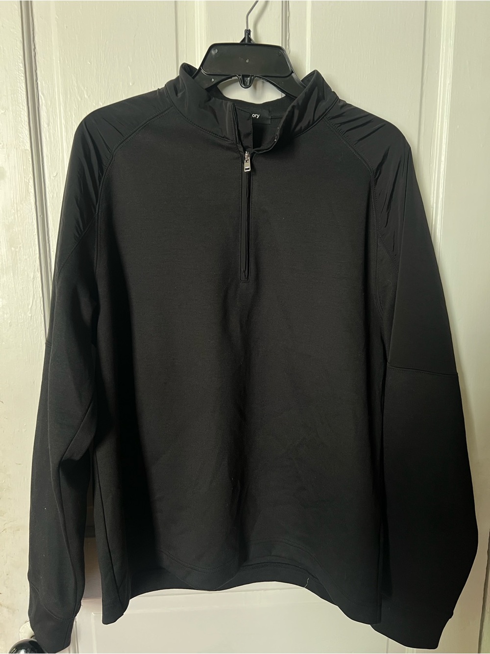 Theory Black Men's Quarter-Zip Pullover Jacket, Medium